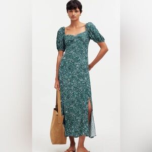 Madewell Puff-Sleeve Sweetheart Midi Dress - Floral